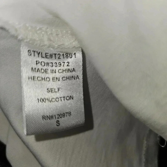 Entro‎ Off White Ruched Sleeve Crew Neck White Tee Sz S - Picture 13 of 14